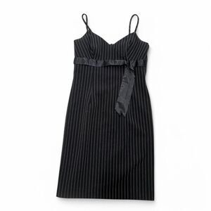 Y2K Grunge Punk Pinstripe Office Siren Midi Dress A7